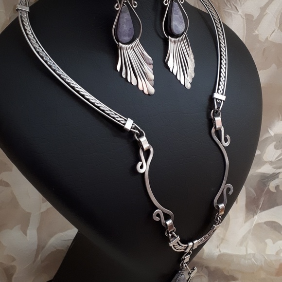 Vintage handmade set of necklace and earrings - Picture 6 of 8